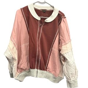 Coco + Carmen Pink and Cream Bomber Jacket